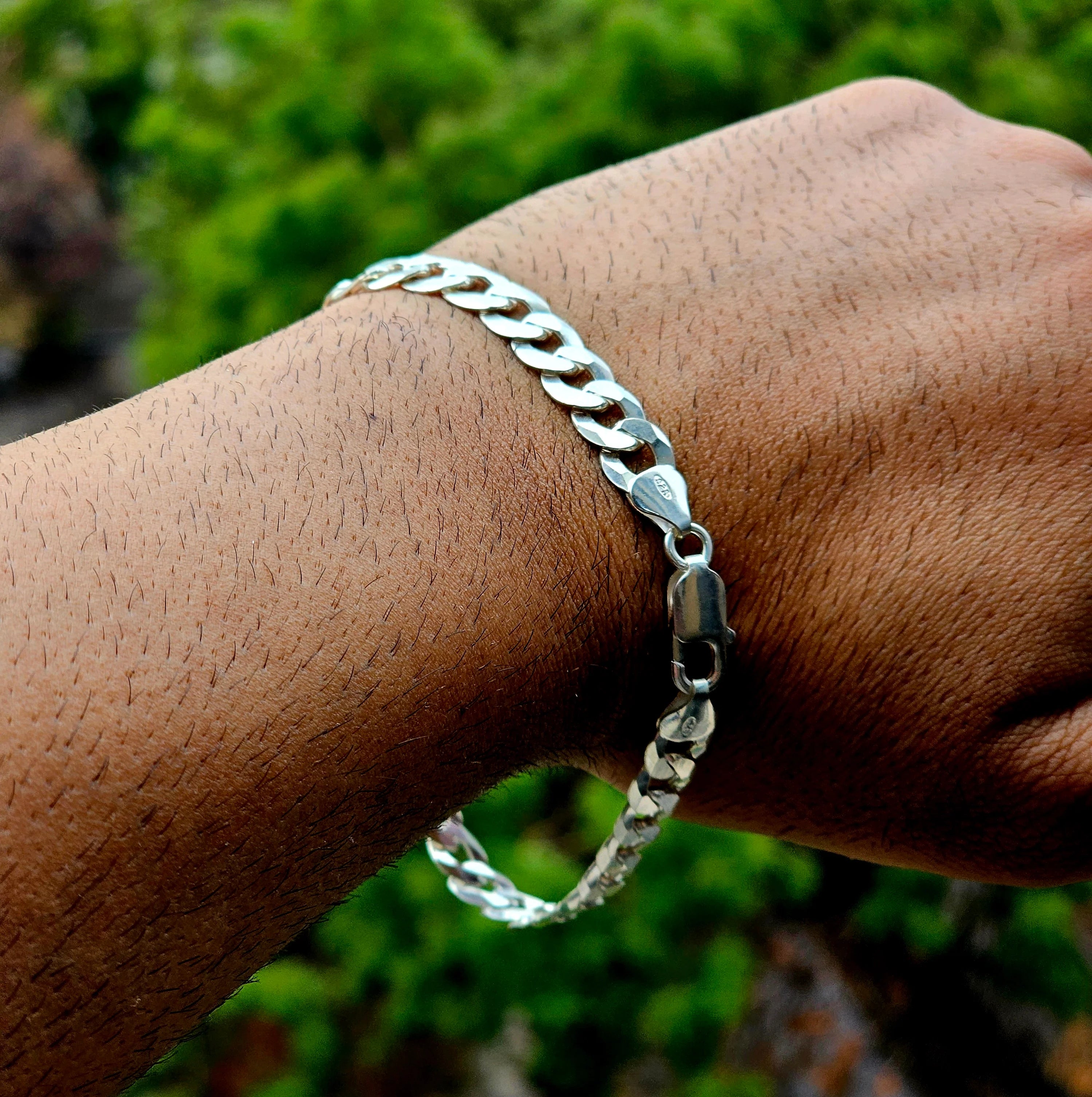 8 mm Cuban Curb 925 Italian Silver Bracelet