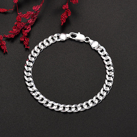 8 mm Cuban Curb 925 Italian Silver Bracelet